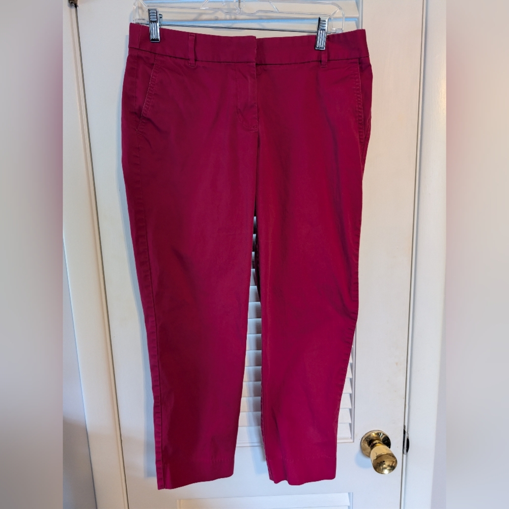 J. Crew Stretch Size 6 Fuschia Pink Capri Dress Pants Ankle Cute